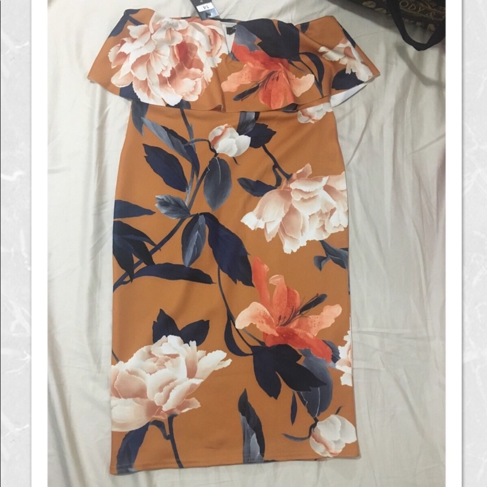 Stylewise/Nastygal Floral Bardot Mid-length Dress